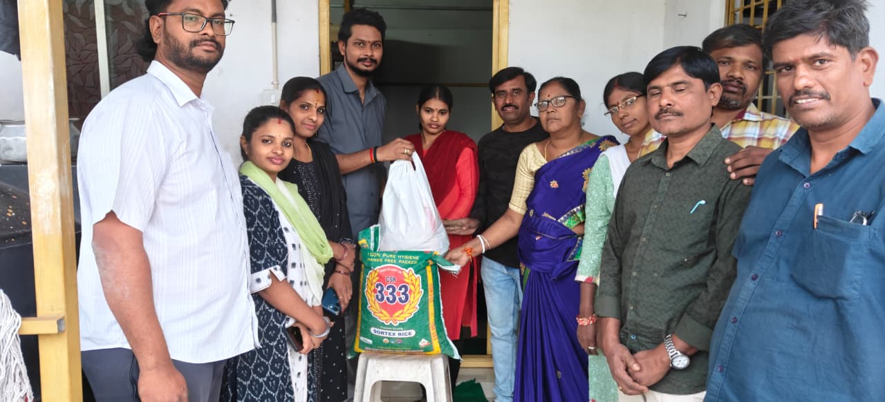 Naveen Kumar with residents during a community support effort